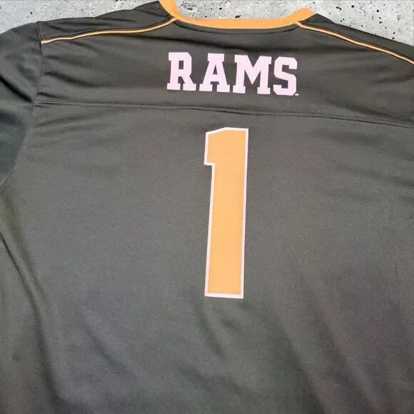 Colorado State Rams #1 Football Jersey Men’s M Green Gold Hanes NCAA - Picture 8 of 10